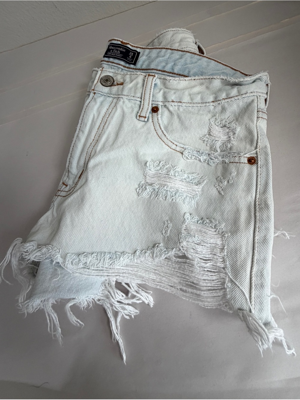 Abercrombie & Fitch Womens Jean Shorts Size 6 28 Low Rise Short Light Blue Denim